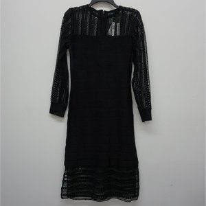 French Connection Women's 8 Dress Vivian Spotlight Knit Lace Dress Black 8